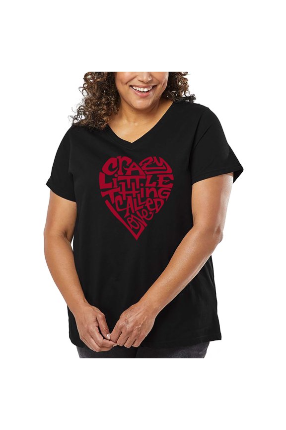 Women's Plus Size Word Art V-Neck - Crazy Little Thing Called Love