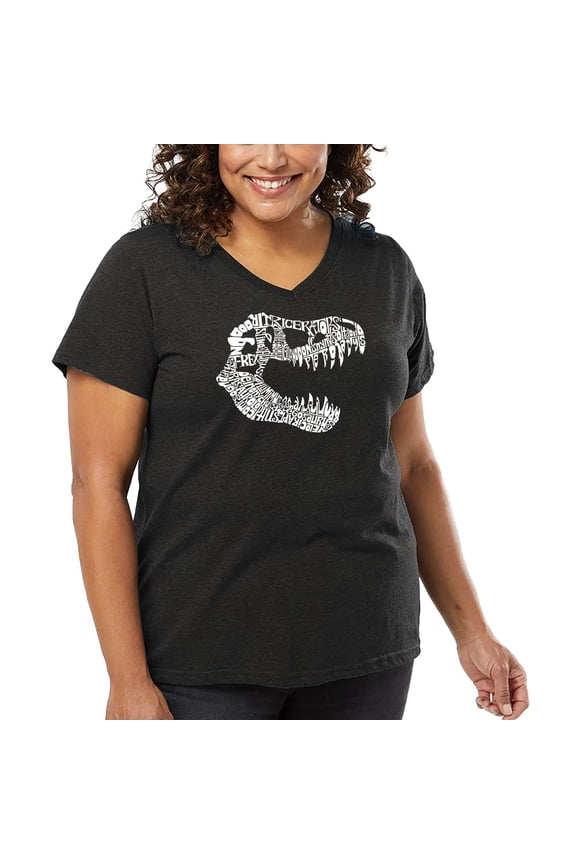 Women's Plus Size Word Art V-Neck - TREX