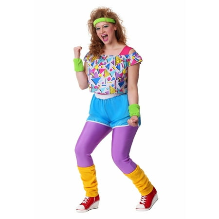 Women's Plus Size Work It Out 80s Costume