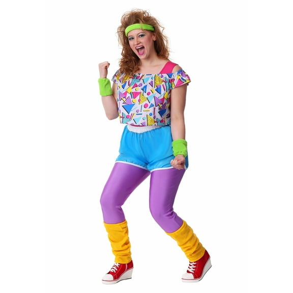 Women's Plus Size Work It Out 80s Costume