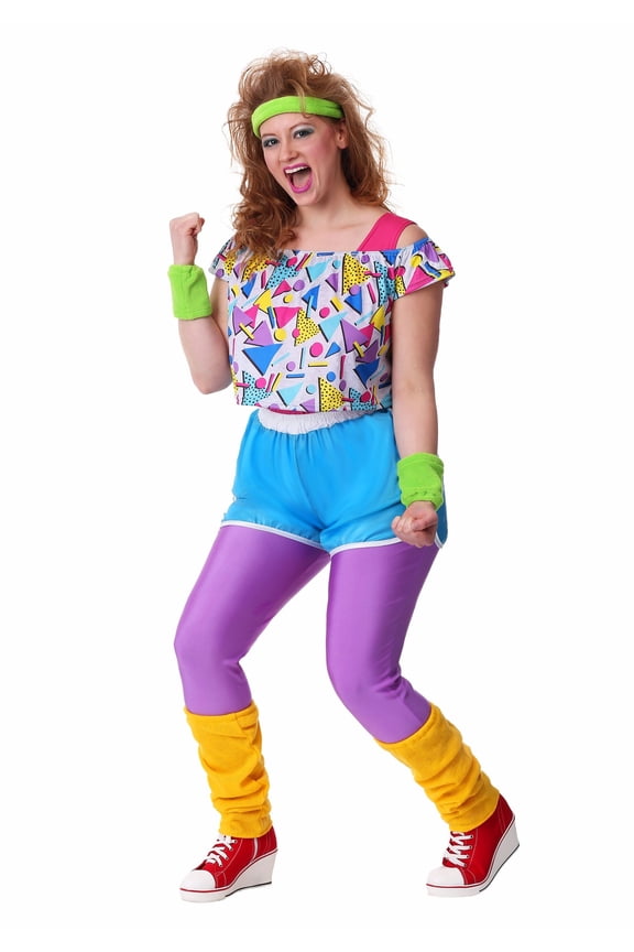 Women's Plus Size Work It Out 80s Costume