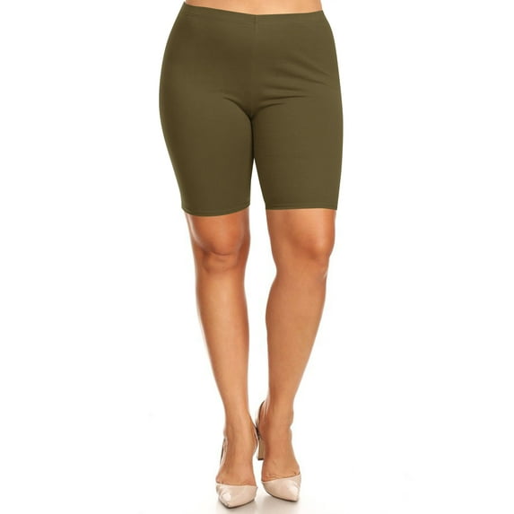 Women's Plus Size Workout Elastic High Waist Basic Active Yoga Casual Biker Shorts Pants