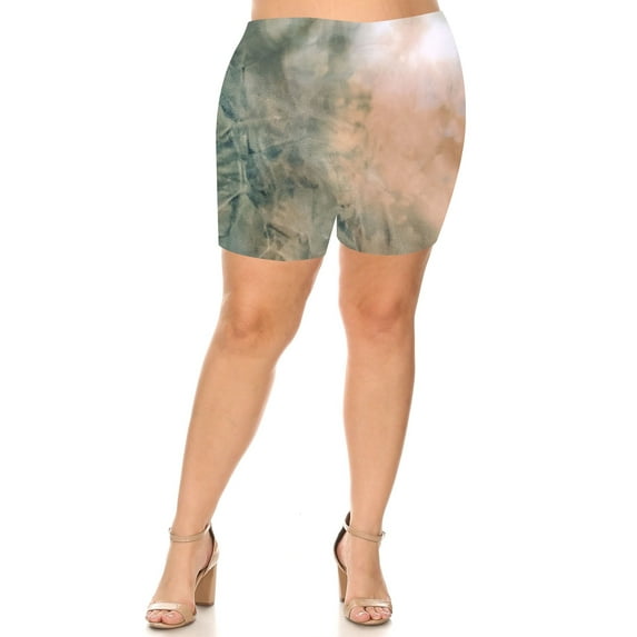 Women's Plus Size Workout High Waist Stretch Active Yoga Print Basic Biker Shorts Pants