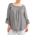 Women's Plus Size Woven Peasant Top