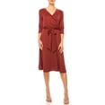 thumbnail image 1 of Women's Plus Size Wrap Dress 3/4 Sleeve V Neck Waist Tie, 1 of 6