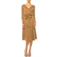 thumbnail image 1 of Women's Plus Size Wrap Dress 3/4 Sleeve V Neck Waist Tie, 1 of 6