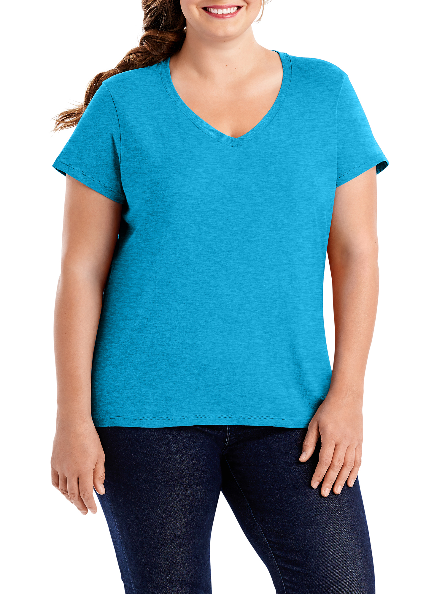 Women's PlusSize Xtemp Short Sleeve Vneck