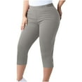 thumbnail image 1 of Women's Plus Size Yoga Pants Capris Solid Color Elastic Waist Tummy Control For Workout Gray, 1 of 8