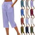 thumbnail image 1 of Women's Plus Size Yoga Pants Capris Solid Color Elastic Waist with Pockets-Stretchy M-5XL Tummy Control High Waist Workout Yoga Pants, 1 of 8