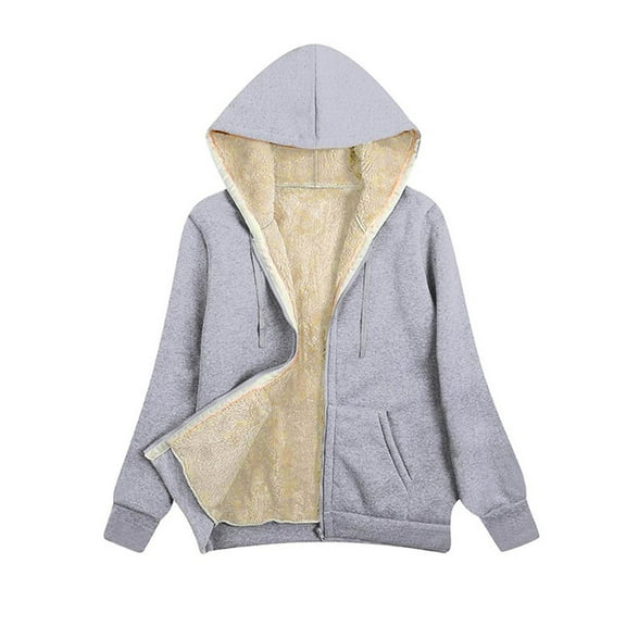 Women's Plus Size Zip Up Hoodie Winter Warm Fleece Lined Long Sleeve Tunic