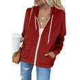 thumbnail image 1 of Women's Plus Size Zip Up Hoodies Casual Hooded Slim Zipper Fleece Sweater Coat on Clearance, 1 of 5