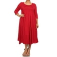 thumbnail image 1 of Women's Plus Size trendy style Solid 3/4 sleeve long dress, 1 of 5