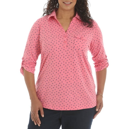 Women's Plus Sleeve Collared Knit Top