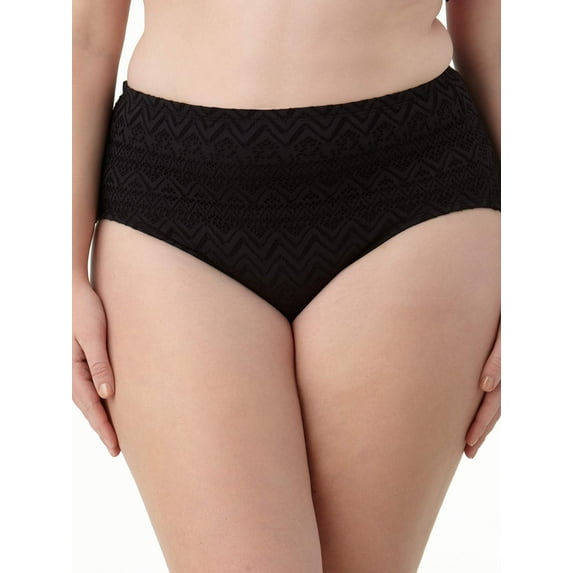 Women's Plus Solid Crochet Brief Swimsuit Bottom