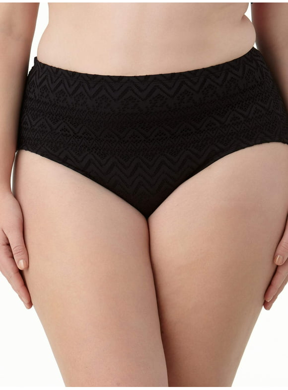 Women's Plus Solid Crochet Brief Swimsuit Bottom
