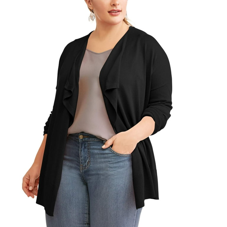 Women s Plus Surplus Back Drape Open Cardigan Walmart