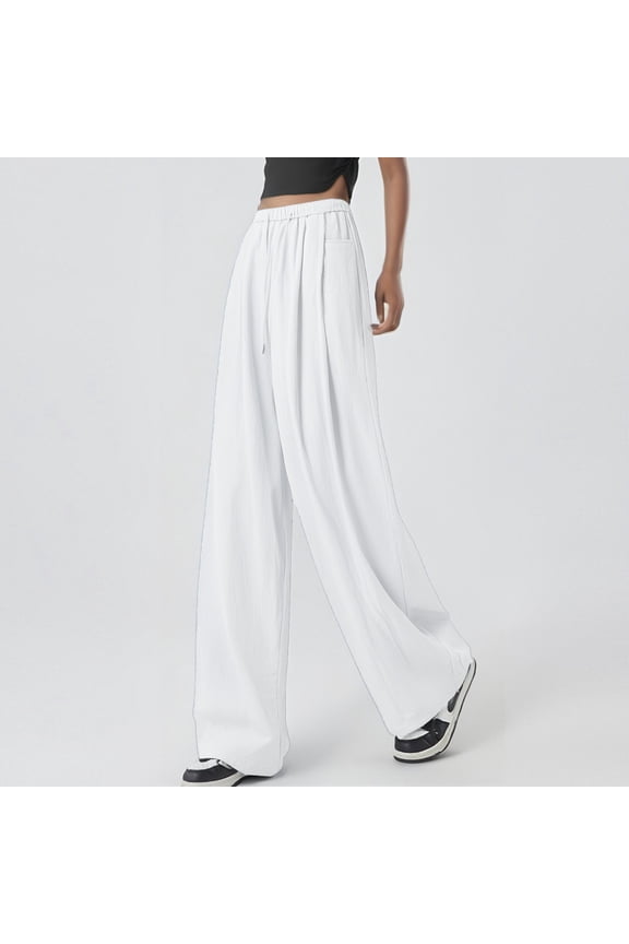 Women's Plus Sweatpants Women Tall Length Extra Long Work Pants Women Petite Stretch Linen Wide Leg Pants Women's Summer High Waist Drape Straight Loose Casual Sunscreen Straight Pants Pants 2025