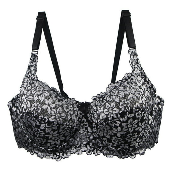 Women's Plus Underwire Full Figure Bras - Soft E Cup Lace Bras Breathable Mesh Lace Push up T-Shirt Bras with Support and Lift