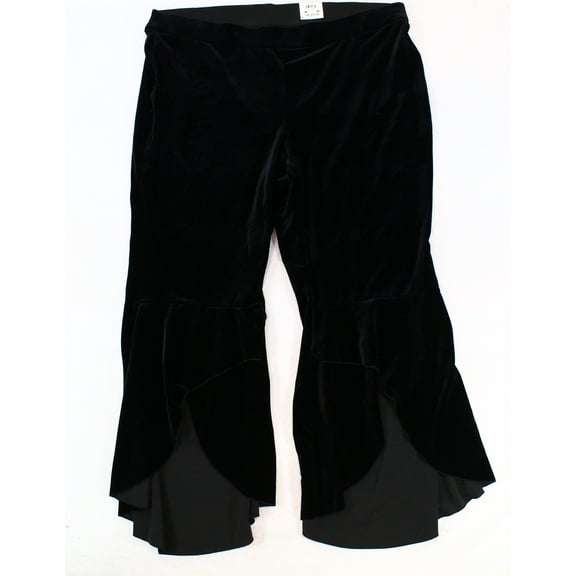 INC Women's Plus Size Velvet Knit Tulip Leg Pants Deep Black 14W