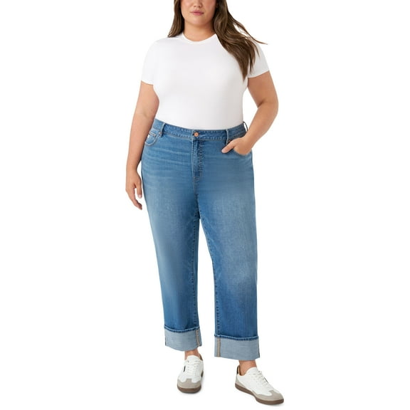 Women's Plus Vinatge Straight Cuffed Jean - Ocean Drift