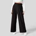 thumbnail image 1 of Women's Plus White Linen Pants Women Short Women Fashion Casual Solid Color Wide Leg Elastic Pants Work Business Casual High Waisted Dress Pants Flowy Trousers Pants, 1 of 7