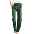 thumbnail image 1 of Women's Plus Wide Leg Sweatpants Women Petite Xs Linen Pants Women Plus Size Blue Women High Waisted Wide Leg Pants Casual Drawstring Elastic Trousers Comfy Straight Leg Long Pants with Pockets, 1 of 3