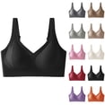 thumbnail image 1 of Women's Plus Wireless Bra, Full Coverage V Neck Bra with Adjustable Straps, Light Support Daily Comfort Bra | VerBelle,White 2XL, 1 of 5