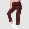 thumbnail image 1 of Women's Plus Women's Pants with Pockets on Legs Black Pants for Women with Pockets Women High Waisted Wide Leg Pants Fashion Drawstring Elastic Trousers Comfy Straight Leg Long Pants with Pockets, 1 of 8