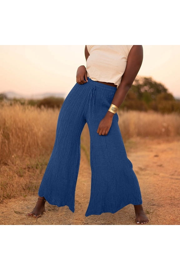 Women's Plus Women's Pants for Work Plus Size Summer Pants for Women 2025 Vacation Plus Size Women's Wide Legs Flowing Training Pants Drawstring Lace Temperament Pants Yoga Body Pants Flared Pants