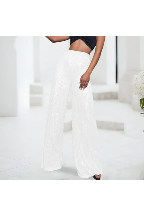 Women's Plus Womens Dress Pants Plus Size Tall Cargo Pants Women Plus Size Jeans Women's Fashion Casual Sequined Pants Sparkling Sequins High Waisted Wide Leg Flared Pants Flared Pants Nightclub Wear