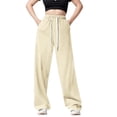 thumbnail image 1 of Women's Plus Womens Sweatpants with Pockets Open Bottom Women's Solid Color Autumn and Winter High Waisted Drawstring Pocket Wide Leg Fitness and Sports Casual Sweatpants (2), 1 of 8