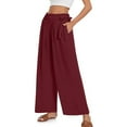 thumbnail image 1 of Women's Plus Work Pants Women Long Plaid Capri Pants for Women Plus Size Dressy Women's Wide Leg Casual Pants Summer High Waist Side Tie Knot Lightweight Loose Flowy Beach Trousers with Pockets, 1 of 5