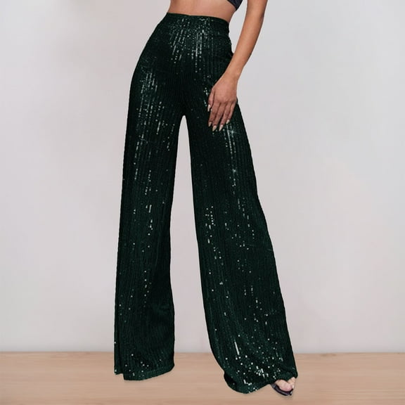 Women's Plus Work Pants Women Petite Length Linen Pants Women Petite Dressy Women's Fashion Casual Sequined Pants Sparkling Sequins High Waisted Wide Leg Flared Pants Flared Pants Nightclub Wear