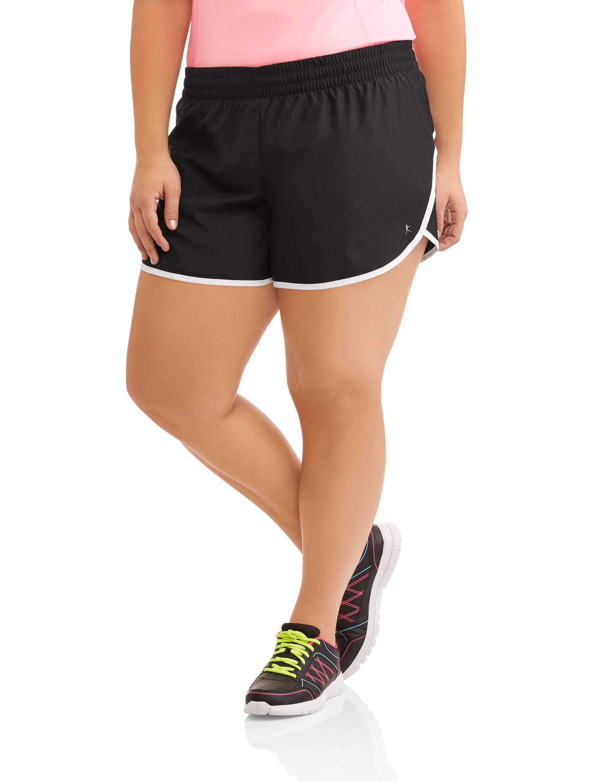 Danskin Now Women's Plus-Size Mesh Shorts with Contrast Piping
