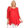 thumbnail image 1 of Women's Plus size Knit Tunic Tops Asymmetrical 3/4 Sleeve V-Neck Flowy Blouse, 1 of 5