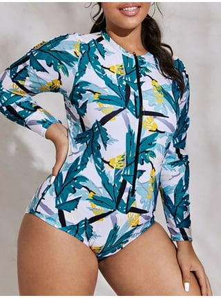 Hanna Nikole 3 Piece Womens Plus Size Rash Guard Bathing Suit Zip