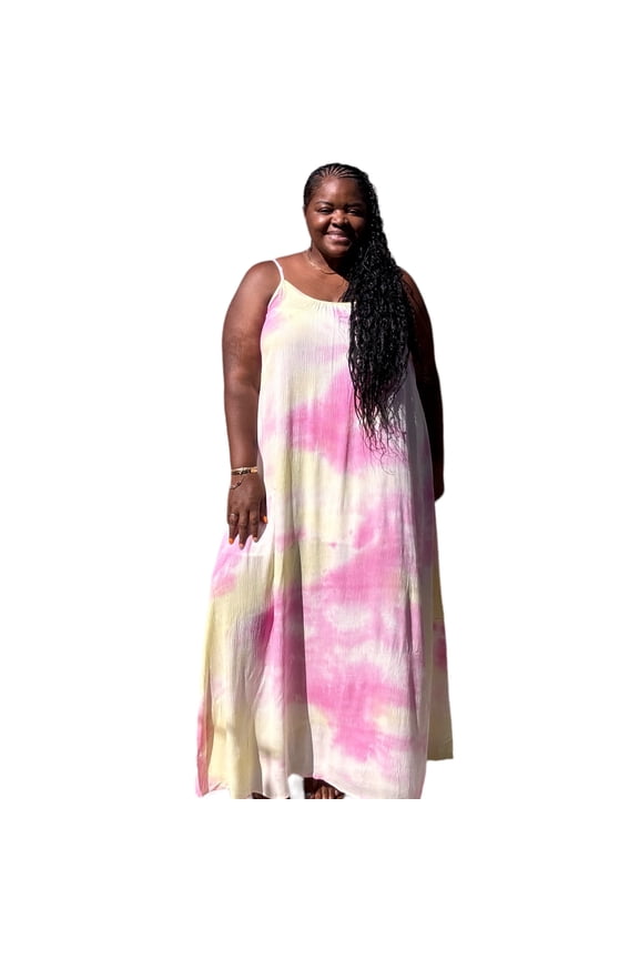 Women's Plus size Strappy Ombre Tie Dye Maxi Dress