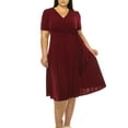 thumbnail image 1 of MOA Collection Women's Plus size Stylish Solid Faux Wrap Dress with Deep V-Neck, 1 of 5