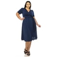 thumbnail image 1 of Women's Plus size Stylish Solid Faux Wrap Dress with Deep V-Neck, 1 of 5