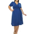 thumbnail image 1 of MOA Collection Women's Plus size Stylish Solid Faux Wrap Dress with Deep V-Neck, 1 of 5