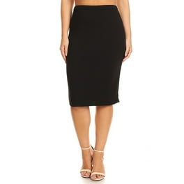 Women s Plus size Trendy Style Knee Length Solid Pencil Skirt Walmart