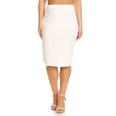 Women's Plus size Trendy Style Knee Length Solid Pencil Skirt