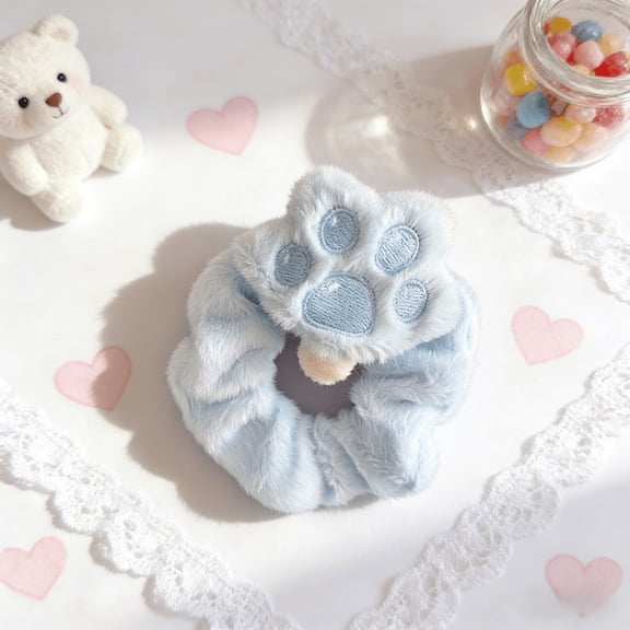 Women’s Plush Animal Ear Hair Ties – Fox & Rabbit Ear Scrunchies, Soft Elastic Hair Accessories for Fall & Winter