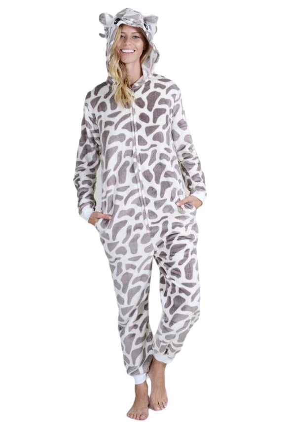 Women's Plush Animal Onesie Pajama, Giraffe, L/XL