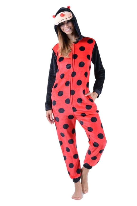 Women's Plush Animal Onesie Pajama, Lady Bug, ML
