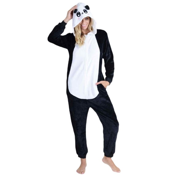 Women's Plush Animal Onesie Pajama, Panda, L/XL