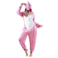 thumbnail image 1 of Women's Plush Animal Onesie Pajama, Pink Star Unicorn, ML, 1 of 5