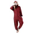 thumbnail image 1 of Women's Plush Animal Onesie Pajama, Plaid Reindeer, L/XL, 1 of 5