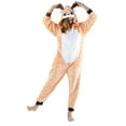 thumbnail image 1 of Women's Plush Animal Onesie Pajama, Spotted Heart Reindeer, ML, 1 of 5