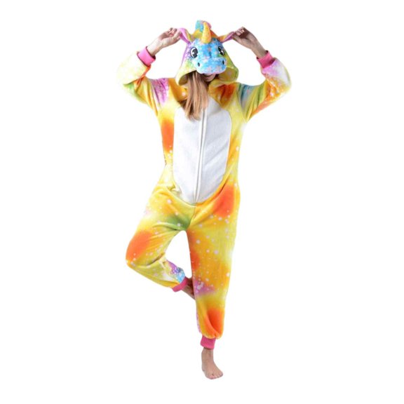 Women's Plush Animal Onesie Pajama, Star Print Unicorn, ML